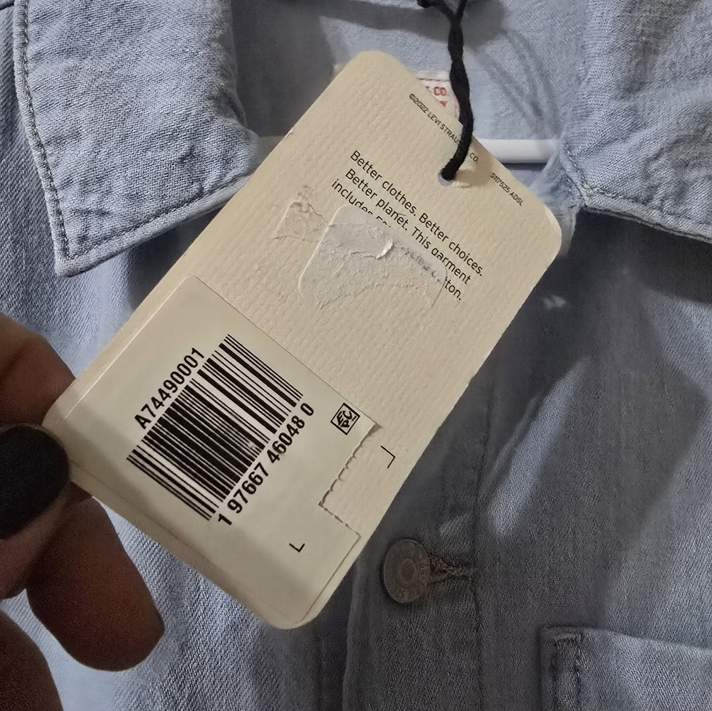 NWT Levi's Short-Sleeve Heritage Romper, Light Wash Denim, Relaxed, Sz Large. - Picture 16 of 16